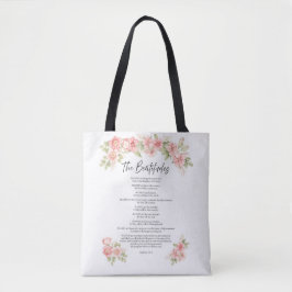 Bolsa Tote Beatitudes Florais em Aquarela com Escrito Bíblico