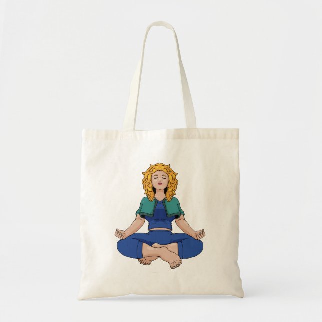 Bolsa Tote Beautiful Blonde Girl Yoga Pose Lotus Cute (Frente)