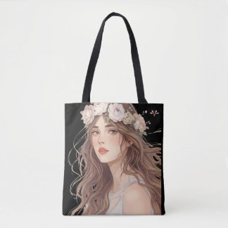 Bolsa Tote Beautiful Floral Anime Girl – Soft Pastel Aesthe