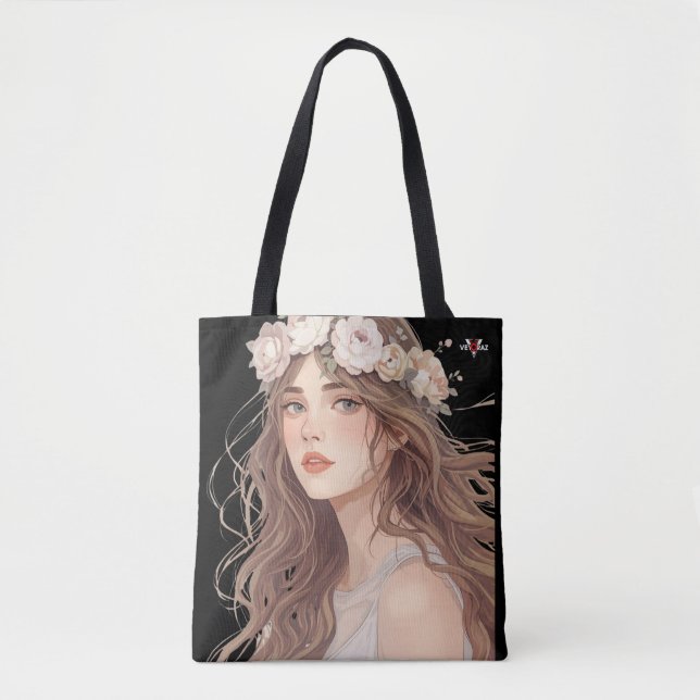 Bolsa Tote Beautiful Floral Anime Girl – Soft Pastel Aesthe (Frente)