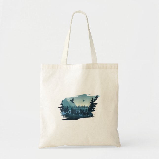 Bolsa Tote Beautiful Mountain, Nature Trees and Forest (Frente)