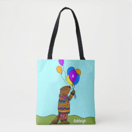 Bolsa Tote Beaver w Balões, Cute Kids Personalizado
