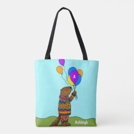 Bolsa Tote Beaver w Balões, Cute Kids Personalizado