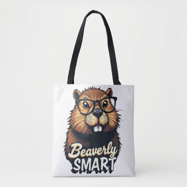Bolsa Tote Beaverly Smart - Castor Engraçado com Gráfico de Ó (Frente)