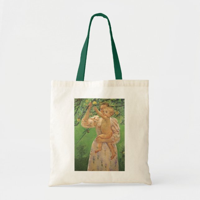 Bolsa Tote Bebê Alcançando uma Maçã por Mary Cassatt (Frente)