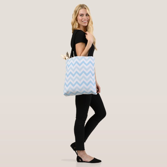 Bolsa Tote Bebê Azul Desenho Ziguezague Impressão Chevron Azu (No(a) Modelo)