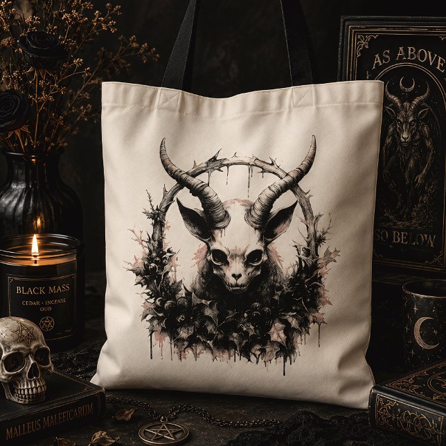 Bolsa Tote Bebê Baphomet Botânico Oculto Gótico (Criador carregado)