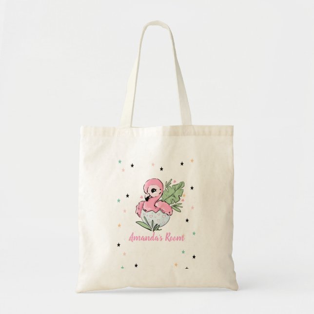 Bolsa Tote Bebê Chic Flamingo, Estrelas, Princesa (Frente)