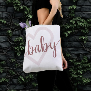 Bolsa Tote Bebê Coração Escrita Desert Rosa Taupe Flourish