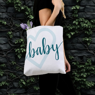 Bolsa Tote Bebê Coração Teal Midnight Green Flourish Person
