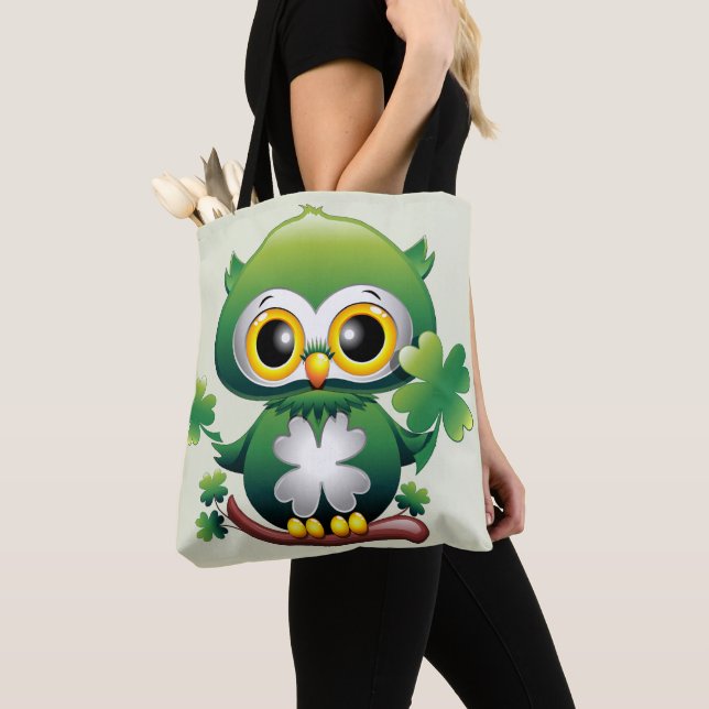 Bolsa Tote Bebê Coruja Fofo St Patrick Cartoon (Close Up)