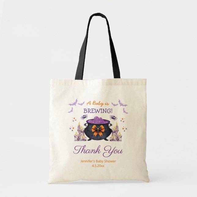 Bolsa Tote bebê de halloween bebê em gestação chá de bebê obr (Frente)