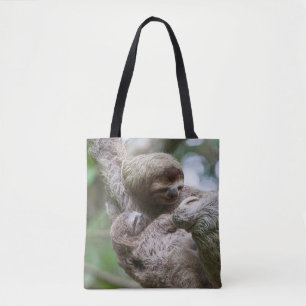 Bolsa Tote Bebê de Preguiça com Mãe Pendurada em uma Árvore