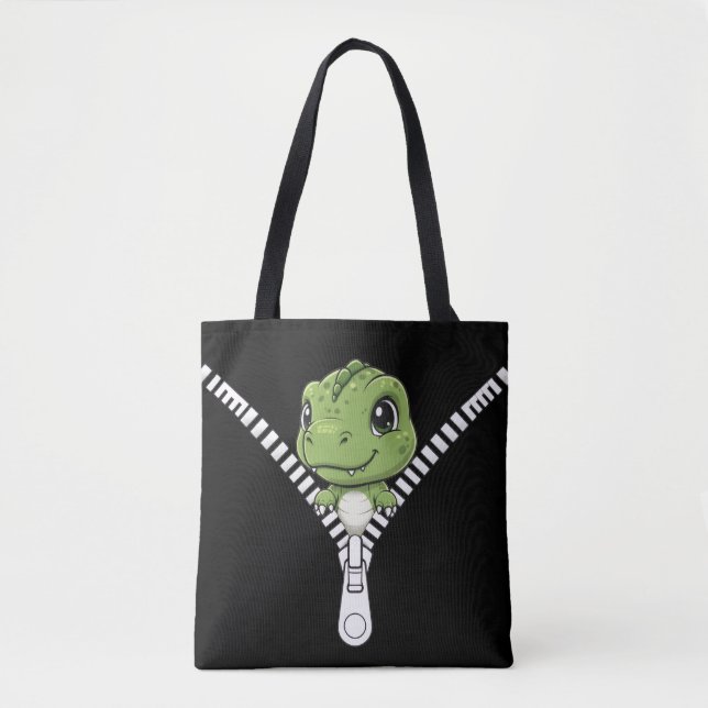 Bolsa Tote Bebê dinossauro fofo espiando (Frente)