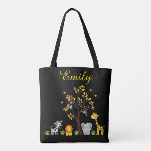 Bolsa Tote Bebê do animal do berçário do safari de selva d