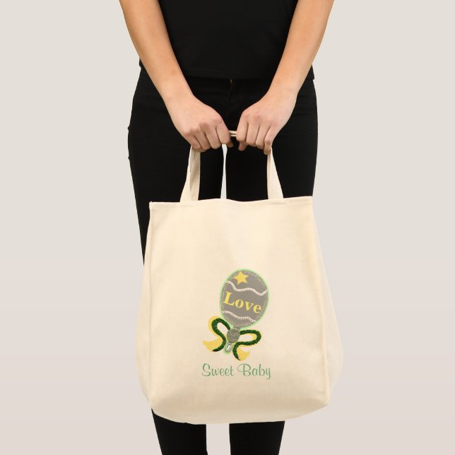 Bolsa Tote Bebê doce Amarelo Verde Bovinos Tote Bag (Frente (produto))