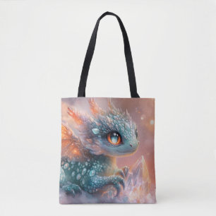 Bolsa Tote Bebê Dragão Adorável com Gema de Cristal: Arte Fan