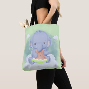Bolsa Tote Bebê Elefante Comendo Melancia