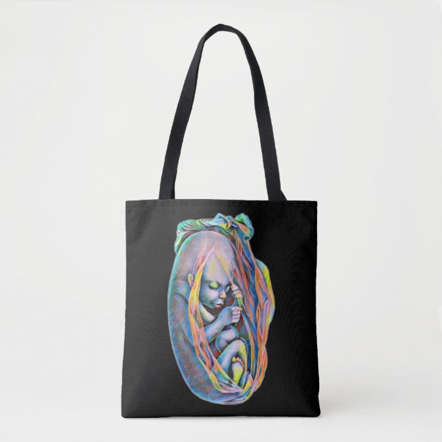 Bolsa Tote Bebê Feto Na Mulher Abstrato Arte Da Anatomia Huma (Frente)