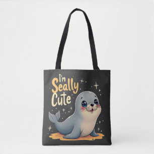 Bolsa Tote Bebê Foca Gordinha Adorável "Sou Muito Fofo"
