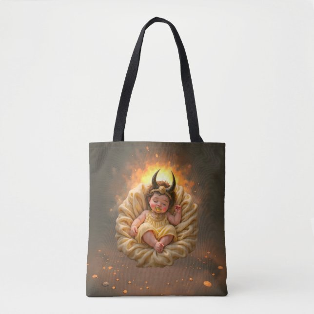 Bolsa Tote Bebê Isis Adormecida – Deusa da Luz. (Frente)