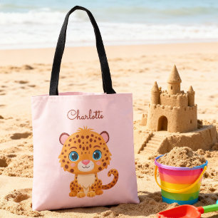 Bolsa Tote Bebê Leopardo Fofo Animais de Safari Crianças