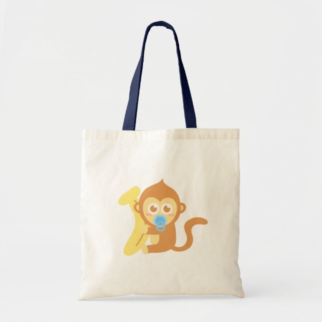 Bolsa Tote Bebê Macaco Fofo com Banana (Frente)