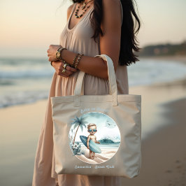 Bolsa Tote Bebê no Chá de fraldas de praia com Surf Conselho