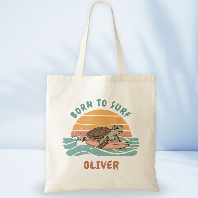 Bolsa Tote Bebê Tartaruga Marinha Vibrações de Surf Retrô - N (Criador carregado)