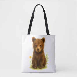 Bolsa Tote Bebê Urso Cubo nas Flores Selvagens