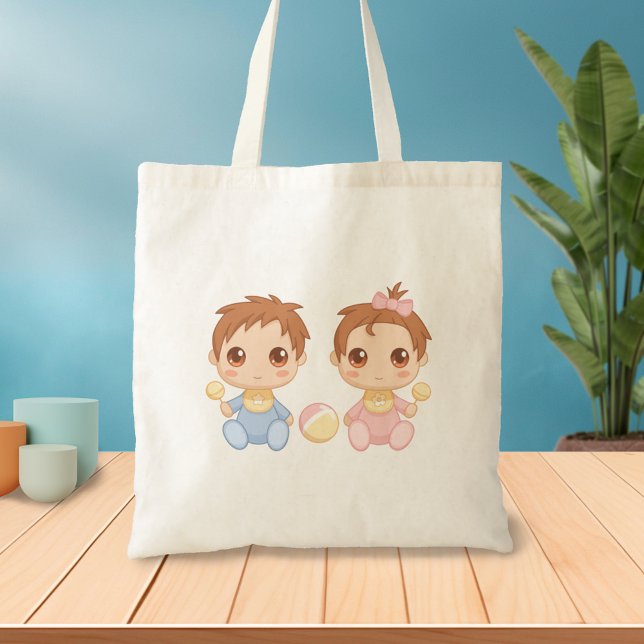 Bolsa Tote Bebês gêmeos Garoto e Garota (Criador carregado)
