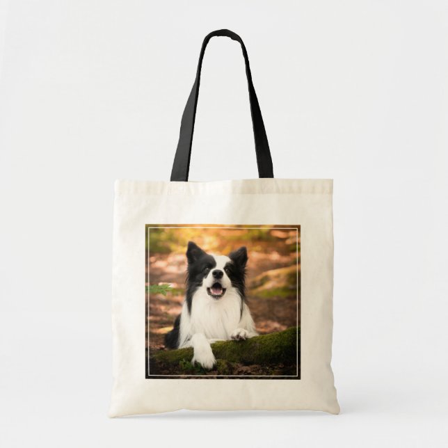 Bolsa Tote Bebês Mais Pobres | Collie Preto e Branco (Frente)