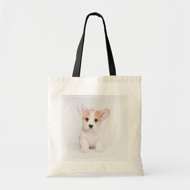 Bolsa Tote Bebês Mais Pobres | Corgi Branco (Frente)