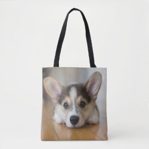 Bolsa Tote Bebês Mais Pobres   Corgi Puppy Olhando