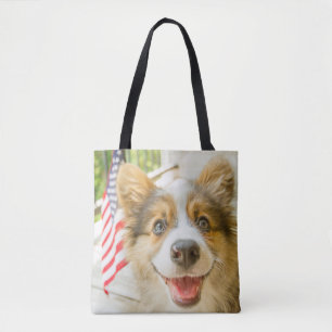 Bolsa Tote Bebês Mais Pobres Corgi Puppy Patriótico