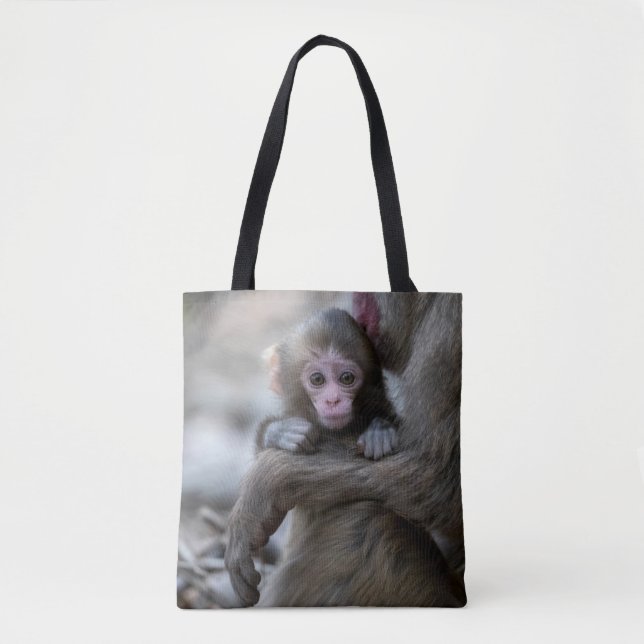 Bolsa Tote Bebês Mais Pobres | Macaco japonês e bebê (Frente)