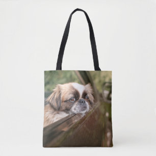 Bolsa Tote Bebês Mais Pobres Pekingese Puppy no carro