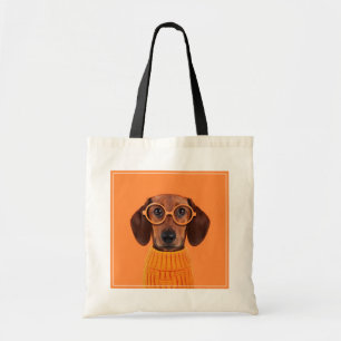 Bolsa Tote Bebês Mais Pobres Suéter de laranja Dachshund