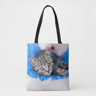 Bolsa Tote Bebês Mais Pobres Tabby Kitten no Túnel Play