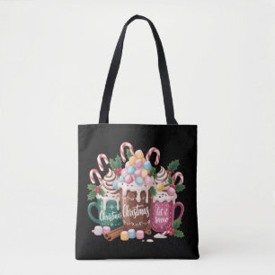 Bolsa Tote Bebidas de Natal Pink Coquette Café de Pão de Mel