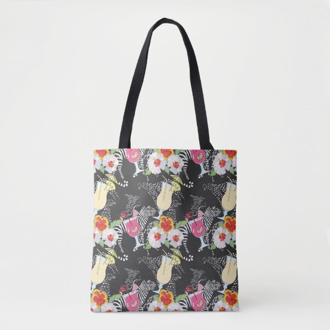 Bolsa Tote Bebidas tropicais com animais (Frente)