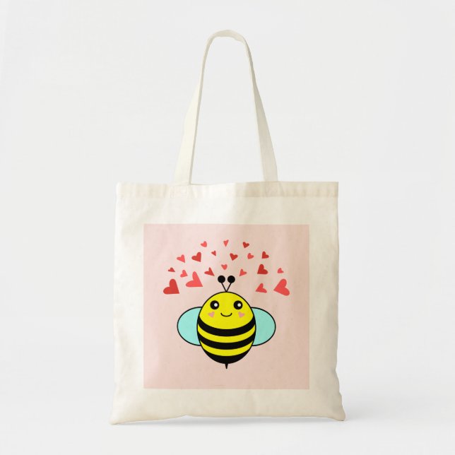 Bolsa Tote Bee Happy Love Heart (Frente)