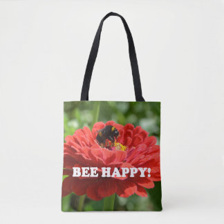 Bolsa Tote Bee Happy Red Flower