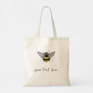 Bolsa Tote Bee Illustration - adicione seu próprio texto Tote