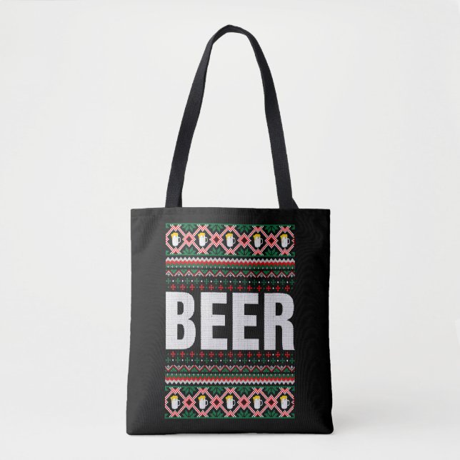 Bolsa Tote Beer Ugly Christmas Sweater (Frente)