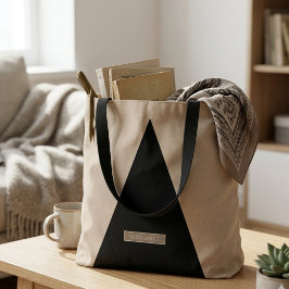 Bolsa tote bege preta moderna minimalista