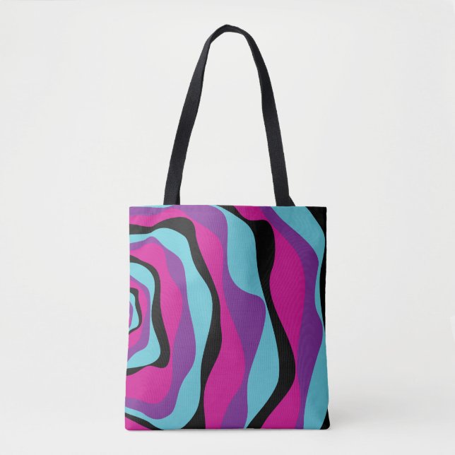 Bolsa Tote Bei e Fluxo 4 - Rosa, Púrpura, Azul e Preto (Frente)