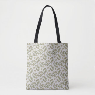 Bolsa Tote Beige and Sage Green Elegant Floral Vines Patten