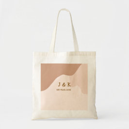 Bolsa Tote Beige boho curvy orange wedding name date