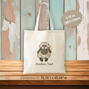 Bolsa Tote Beige de Cartoon de Ovelha